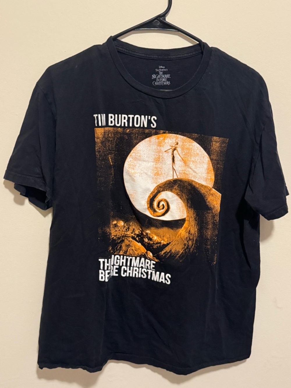 Disney The Nightmare Before Christmas Black Tee with Orange & White Moon Graphic